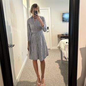 J. Crew Navy Blue and White Striped Dress